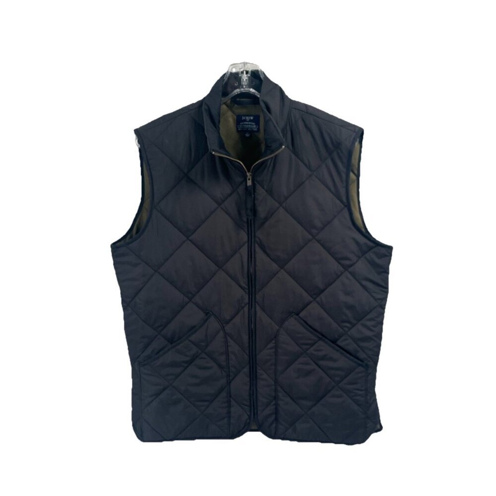 J Crew Black Quilted Vest Sz Womens Medium Outdoor Full Zip Sleeveless